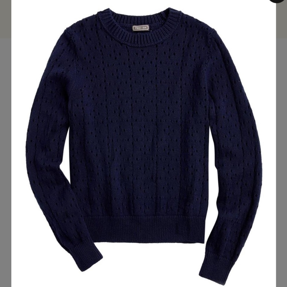 J.Crew Point Sur Allover Pointelle Navy sweater